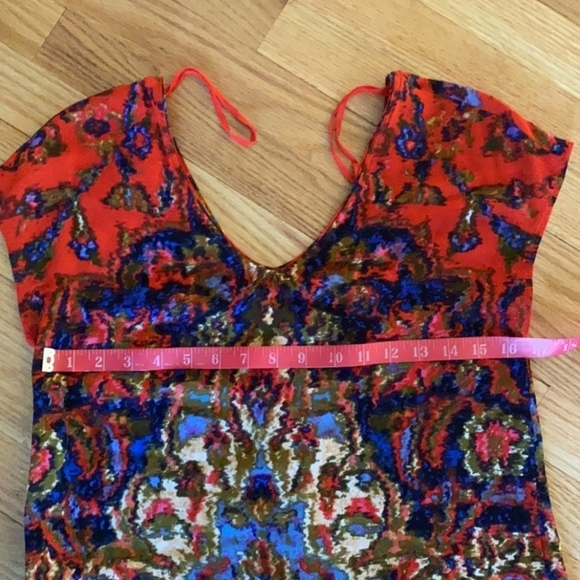 Anthropologie Maeve Watercolor Medallion Mini Sheath Dress Red Multi Small - Picture 7 of 9